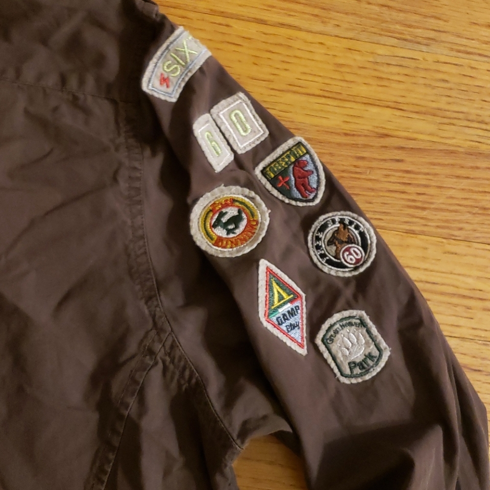 Sixty Patchwork Brown Button Up Shirt - image 6